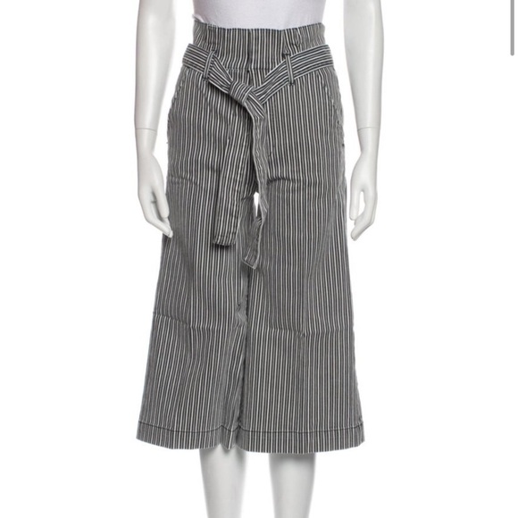 Frame | Stripped Belted Culottes New With Tags NWT Size 25 Wide Leg Style - Picture 6 of 12
